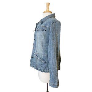 Nordstrom Women's Classic Light Blue Button Denim Jean Jacket XL Extra Large